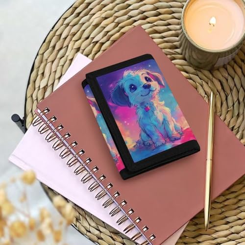 Galaxy Puppy Tweens for Girls Wallets for Kids 12-14 Cute Little Girls Trifold Wallet Purple Aesthetic Leather Wallets for Coin Cash Storage Small Purse2