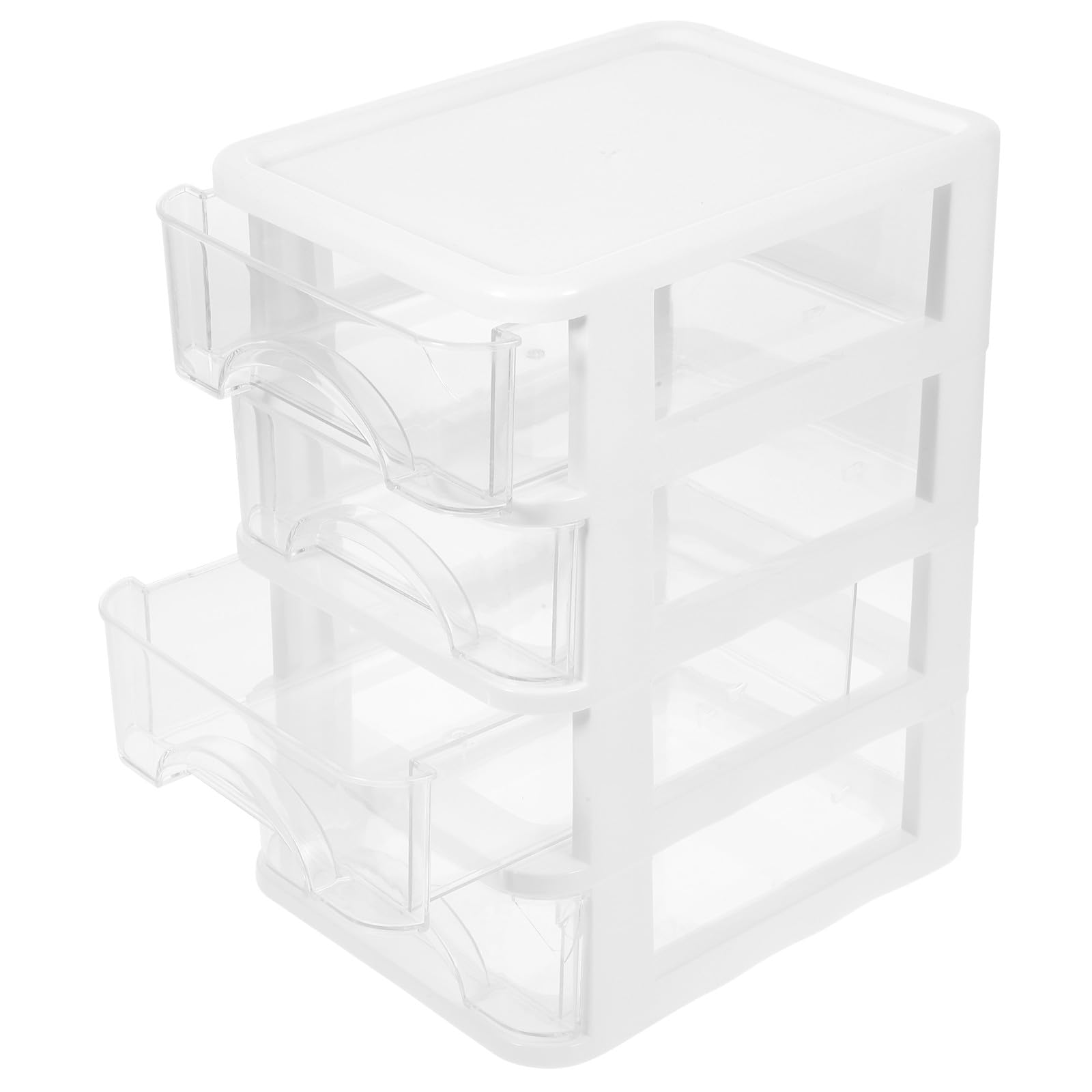 Organizer da Scrivania Multifunzione Struttura a Cassetti in Plastica Bianca, Contenitore per Cancelleria Strati per Decorazione della Casa