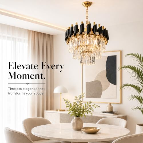 Image of Halonix Horizon 400MM Crystal Pendant Light | 3-in-1 Adjustable Color (Warm White, Natural White & Cool White) | Decorative Hanging Light | Crystal Chandelier | Fancy Ceiling Light