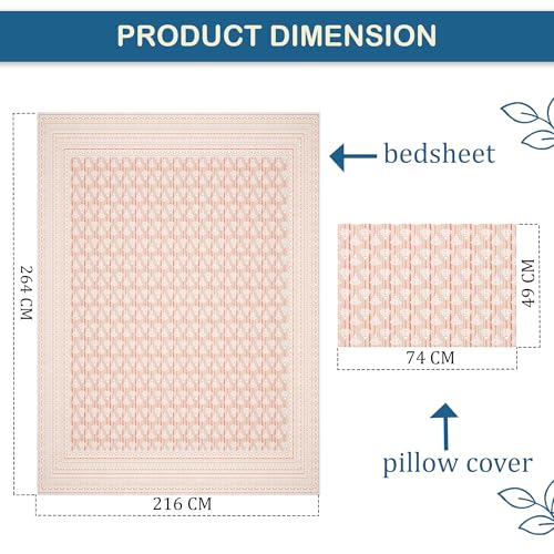 Image of Kuber Industries Cotton 160 TC Double Bedsheet With 2 Pillow Covers | Machine Washable Soft Bedsheet For Living Room, Home & Hotels | Triangle Border Heritage Print - Orange