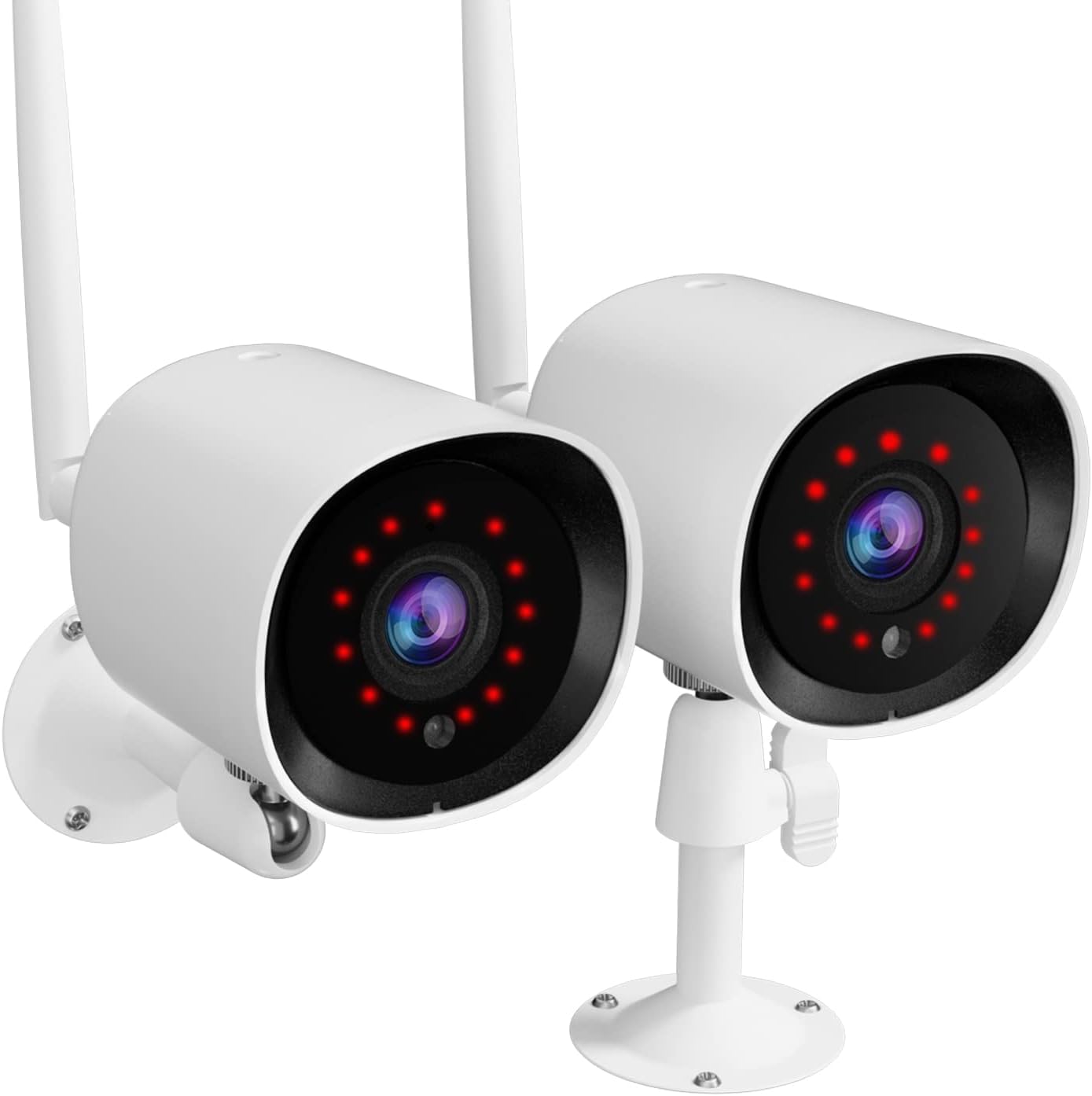 2Pack 2K Security Camera Wireless Outdoor,2.4G WiFi Cameras for Home Security with Night Vision,AI Motion Detection,IP66 Waterproof,Storage Cloud,24/7 Live Video,Support Alexa and Google Assistant