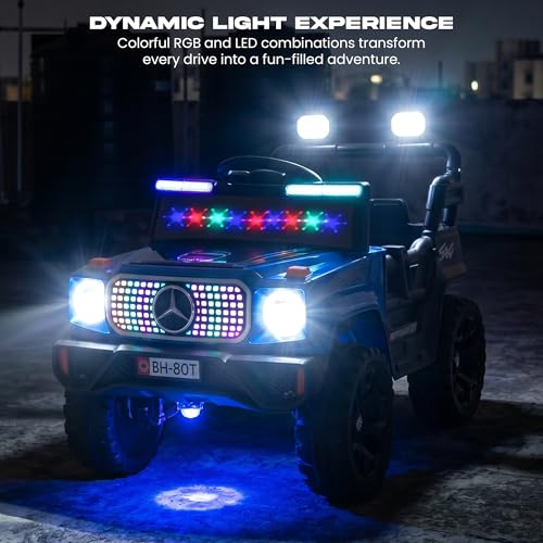 Image of Baybee SpeedRover Baby Battery Operated Jeep for Kids | Ride on Toy Electric Car with 4x4 Motors, Swing Mode, Led Lights & Music | Rechargeable Electric Ride on Toy Car for Kids 2 to 6 Years (Blue)