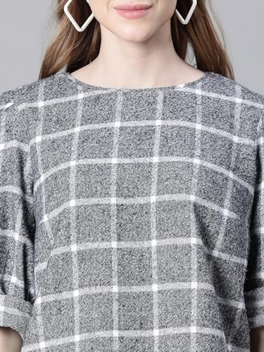 Image of oxolloxo Women's Checked Regular Fit Blouson