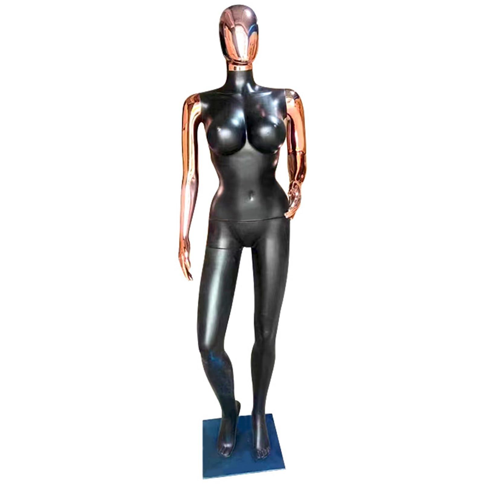 XCSCUK Plus Size Female Mannequin, Curvy Full Body Retail Display Form, 37.8" Full Body Dress Form,with Large Chest & Hip, Detachable Plastic Torso (Rose Gold)