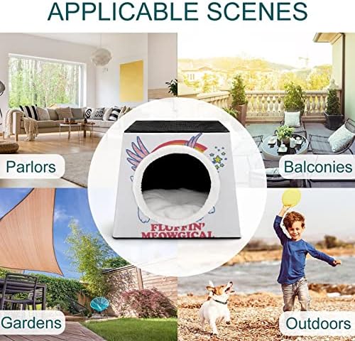 review Printed Pet House for Cats or Small Dogs Indoor Cat Bed Sofa Outdoor Cat Cube Condo Unicorn Cat Rainbow