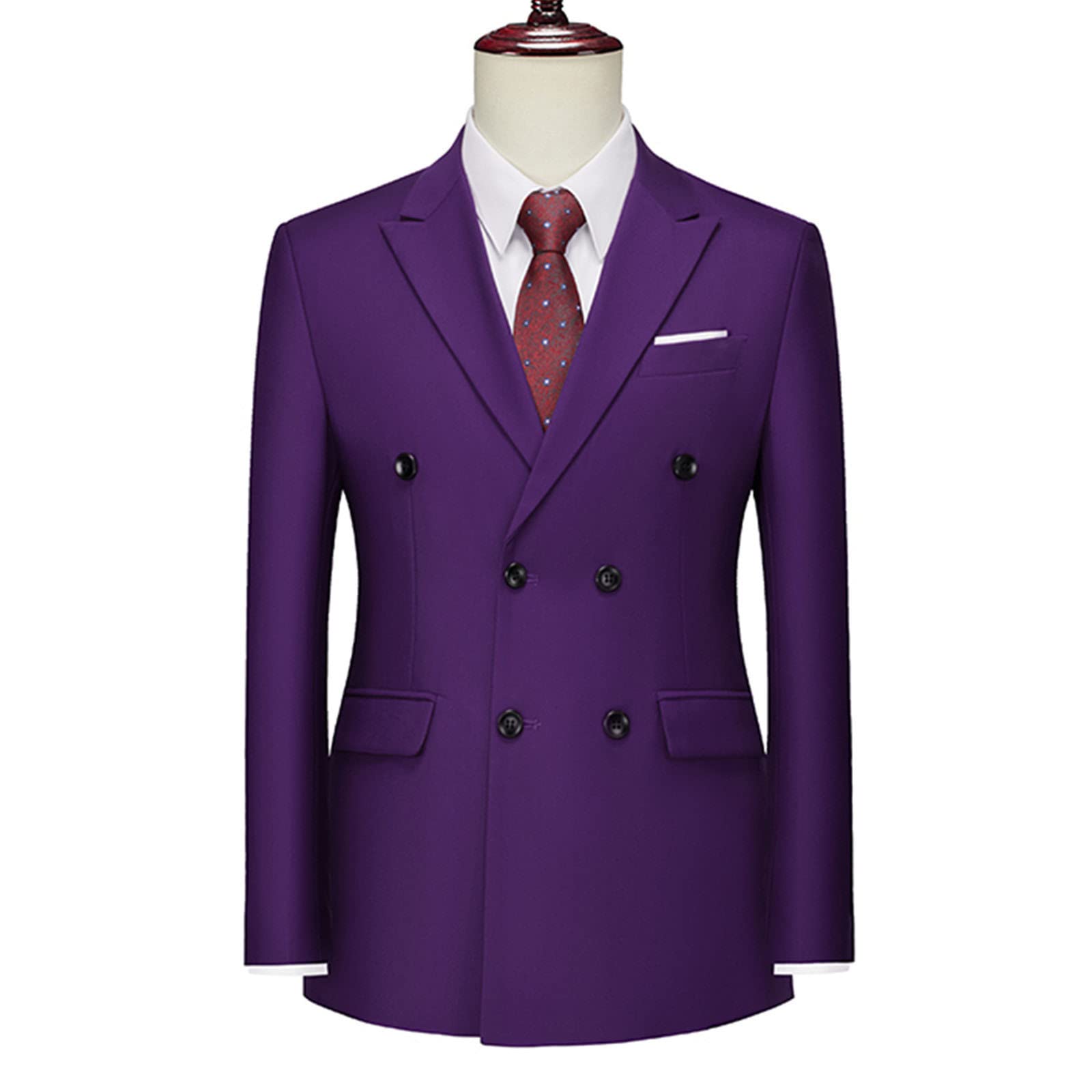 Blazer formel à double boutonnage pour homme - Coupe ajustée - Couleur unie