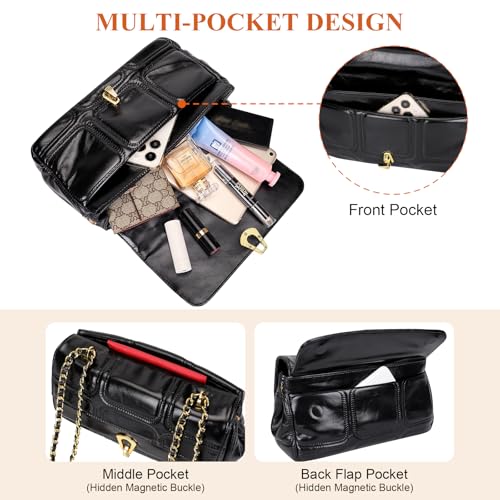 Image of Over Earth Quilted Leather Crossbody Bags for Women Chain Shoulder Purse