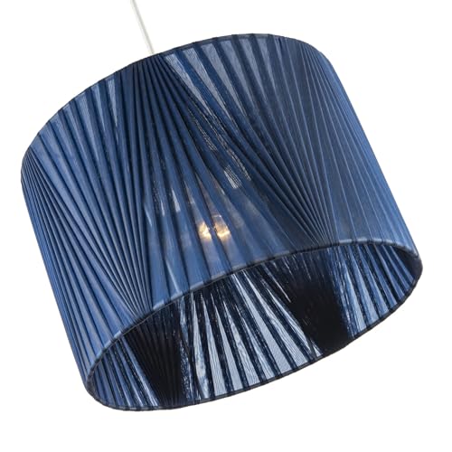 Chic Modern Midnight Blue Voile Fabric Organza Tapered Pendant Lighting Shade | 30cm x 20cm | for Ceiling or Table Lamp by Happy Homewares - Image 4