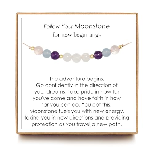 Follow Your Moonstone Bracelets, New Beginnings Graduation College Gift, Inspirational Gifts for Women, High School Graduate Gift for Best Friend or Daughter