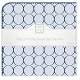 SwaddleDesigns Large Receiving Blanket, Ultimate Swaddle for Baby Boys, Softest US Cotton Flannel, Best Shower Gift, Made in USA, True Blue Jewel Tone Mod Circles (Mom's Choice Award Winner)