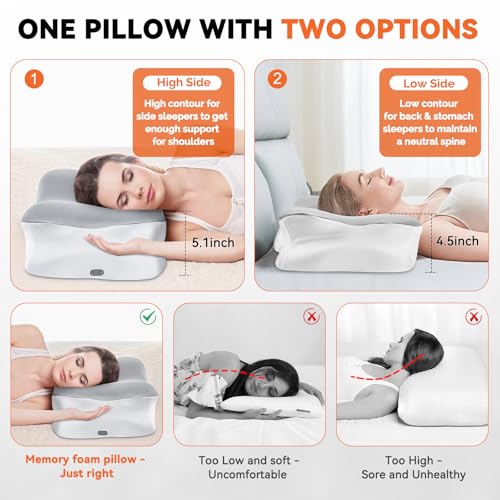 Silkena Heated Cervical Pillow for Neck Pain Relief, Ergonomic Contour Orthopedic Memory Foam Pillow for Neck Support, USB Heating with Adjustable Temp Settings - image 6