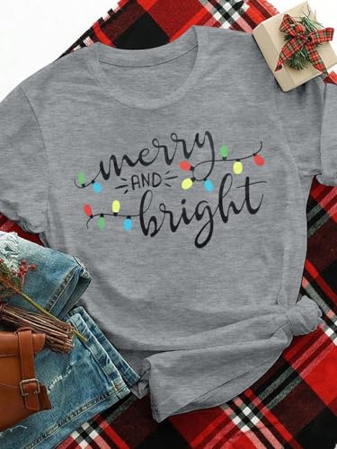 Merry and Bright Fairy Lights Christmas T-Shirt for Women - Image 6