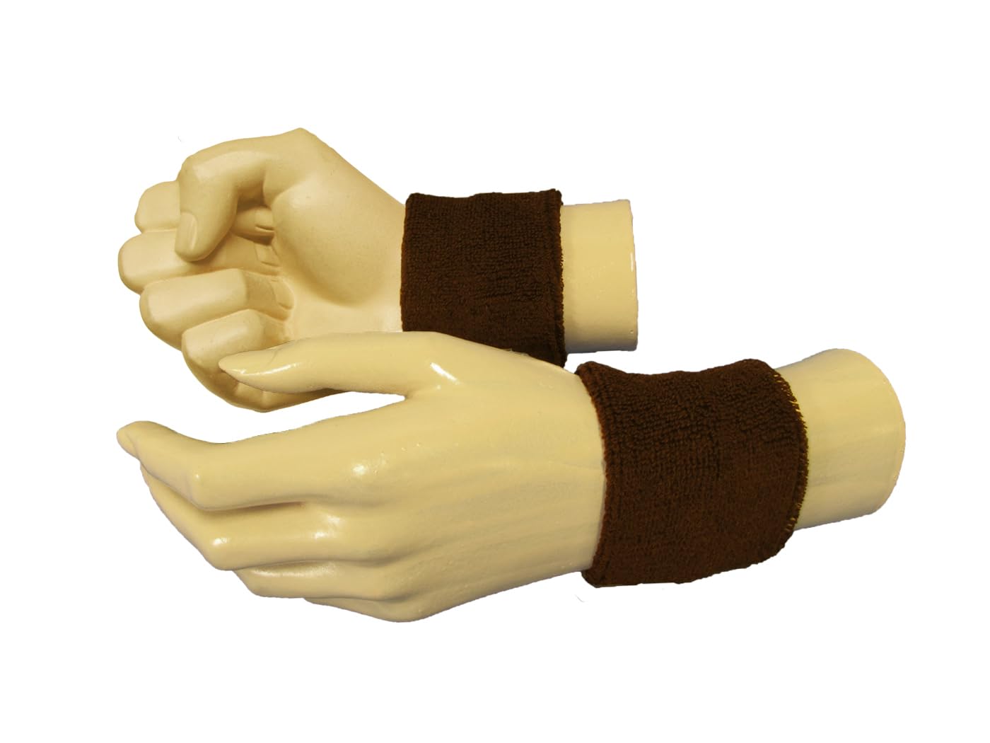 Couver Wrist Sweatbands Absorbent Sweatbands for Tennis Football Basketball Running Athletic Sports and Working Out - Dark Brown Solid Cotton Terry Colth Sport Wristband(1 Pair)