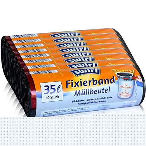 Preisvergleich Produktbild 8x Swirl Fixierband Müllbeutel 35L (10 stk. / Rolle)