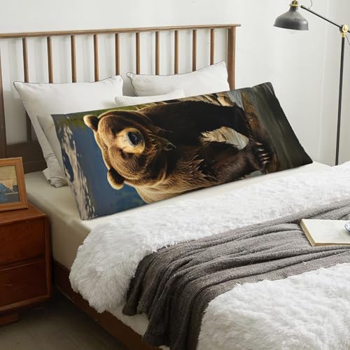Housse de coussin de corps ours marron idée cadeau de maison idéale - 7
