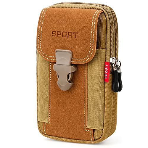 Funda multifuncional para smartphone para hombre, para exteriores, senderismo, camping (caqui)