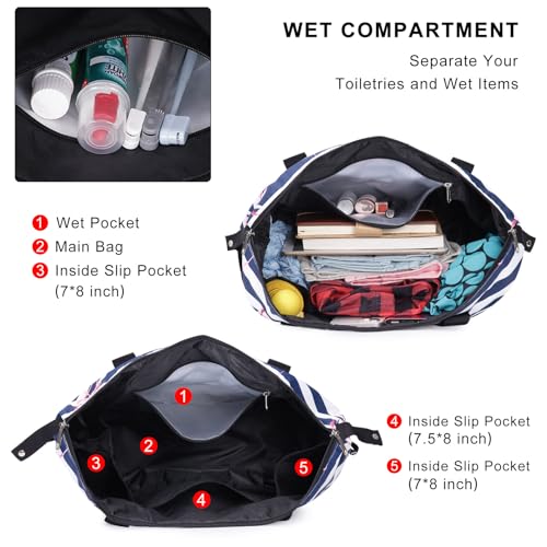 Expandable Duffel Bag for Women with Trolley Sleeve/Wet Pocket Weekender Travel Tote Large Carry On Overnight Luggage3
