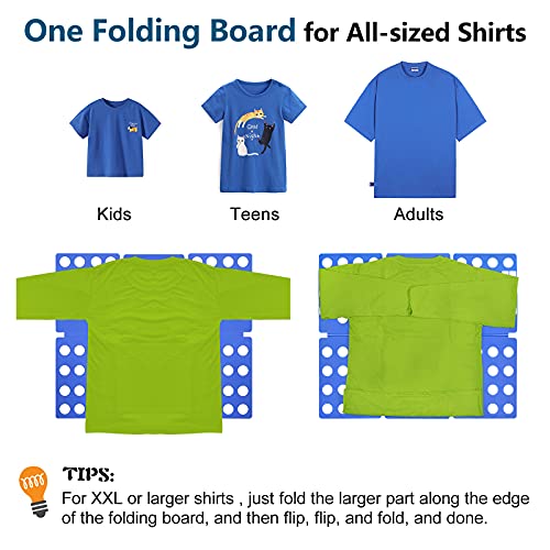 Geniusidea Shirt Folding Board T Shirt Folder for Adults Laundry Room Tough PP Plastic Folding Tool 27.16"x22.44" Easy to Fold Clothes into a Uniform Size, Blue
