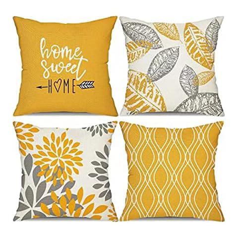 TSKDKIT Yellow Cotton Cushion Covers 45 x 45cm thumbnail