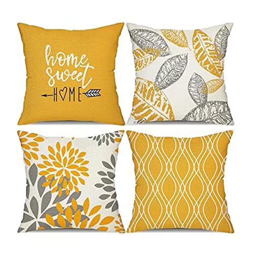 TSKDKIT Yellow Cushion Covers 45 x 45cm Square Pillow Covers 18 x...