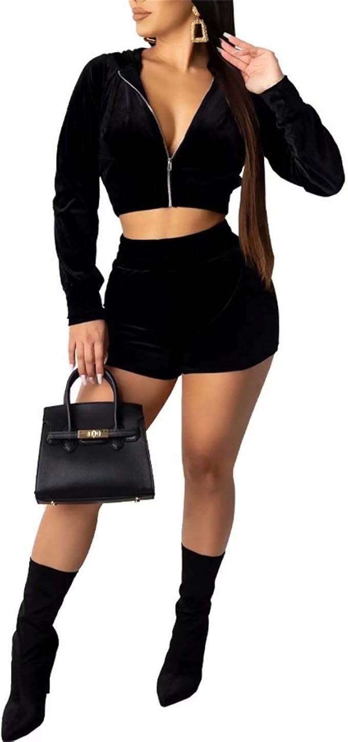 Two piece velvet short set Clearance
