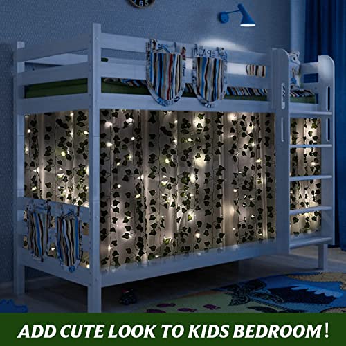 BLEUM CADE 30 Strands 210Ft Fake Vines for Bedroom with 98.4Ft String Lights, Cute Artificial Hanging Ivy Vines with Fake Leaves, Fake Plants for Christmas Party Garden Wall Room Decor