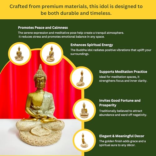 Image of Gautam Buddha Idol for Home Decor - Lord Buddha Statue for Car Dashboard, Office, Living Room, Meditation & Gifting Showpiece | Peaceful Gift Item | Size 8.5cm