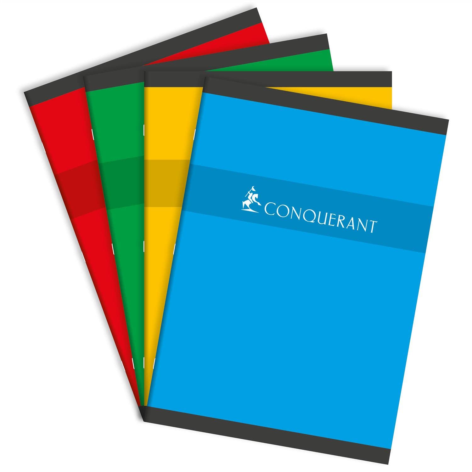 CONQUERANT Lot de 10 Cahiers A4 192 Pages 70g Petits Carreaux Coloris aléatoires