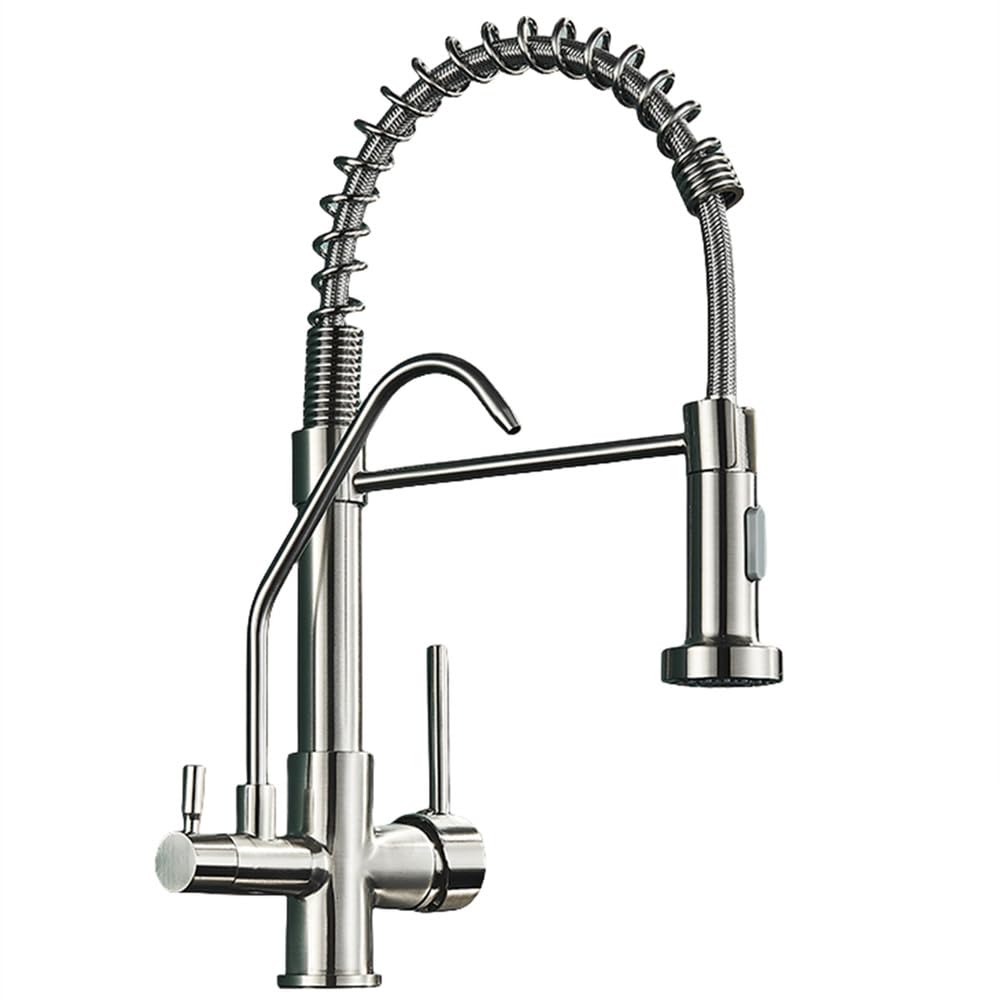 Verchromte Filtration Küchenarmatur Reinigung Spültischmischer Deckinstallation Heiß- und Kaltkran Gourmet-Küchenarmatur, gebürstetes Nickel