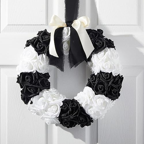 Image of Bright Creations Black & White Roses Stemless Foam Rose Heads - 100 Pack, 3 in Polyethylene Craft Foam - Faux Flowers for DIY Arrangements & Wedding Flowers