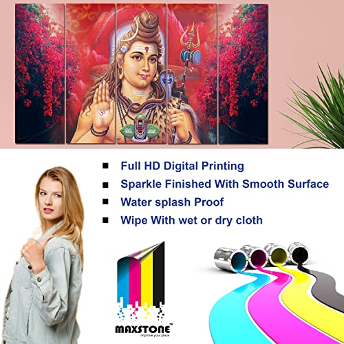 Image of Maxstone Shiva Shiv Shivji Bholebaba Mahadev Wall Painting for Living Room, Bedroom, Office, Hotels,Drawing Room Wooden Framed Digital Painting (30x60 inch) M1157