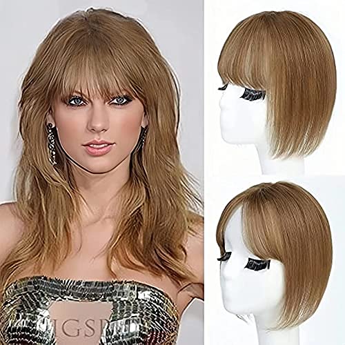 FUSHEN Hair Toppers for Women Real Human Hair 10 Inch Clip in Top Hairpiece with Bangs 120% Density Handmade Wig Toppers with Thinning Hair