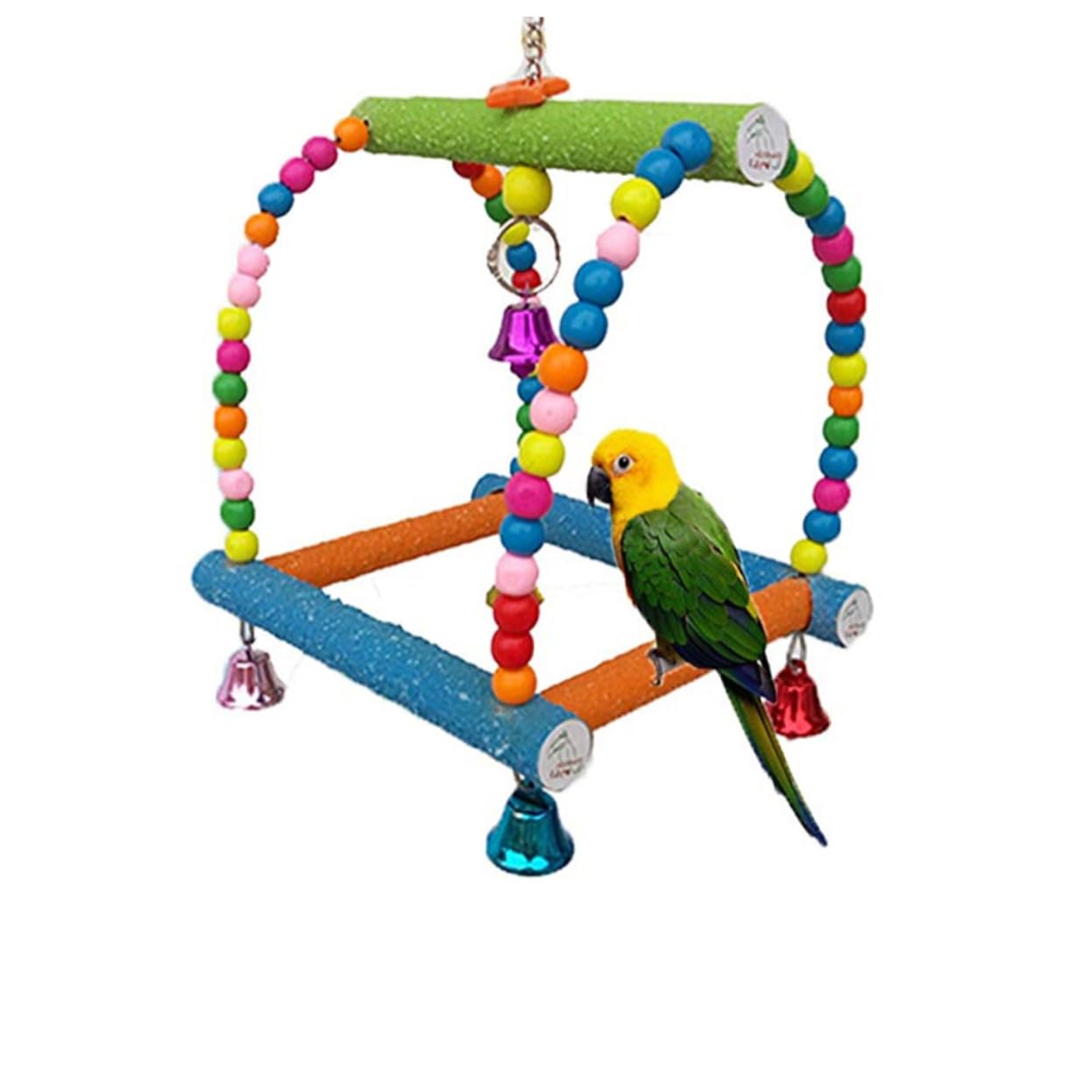 YARNOW Juguete Columpio para Loros de Madera Escalera Creativa para Equilibrio y Aventura, Adecuado para Pájaros Pequeños y Periquitos en Desarrollo y Entretenimiento Color Aleatorio