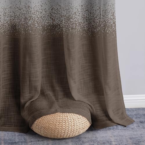 Image of Story@Home Window Curtains 5 Feet Long Set of 1 | Pixel Printed | Semi Transparent Curtain | Net Curtains | Sheer Curtain for Living Room | (118 X 152 Cm, Brown & White) | Perfect for Home Decor