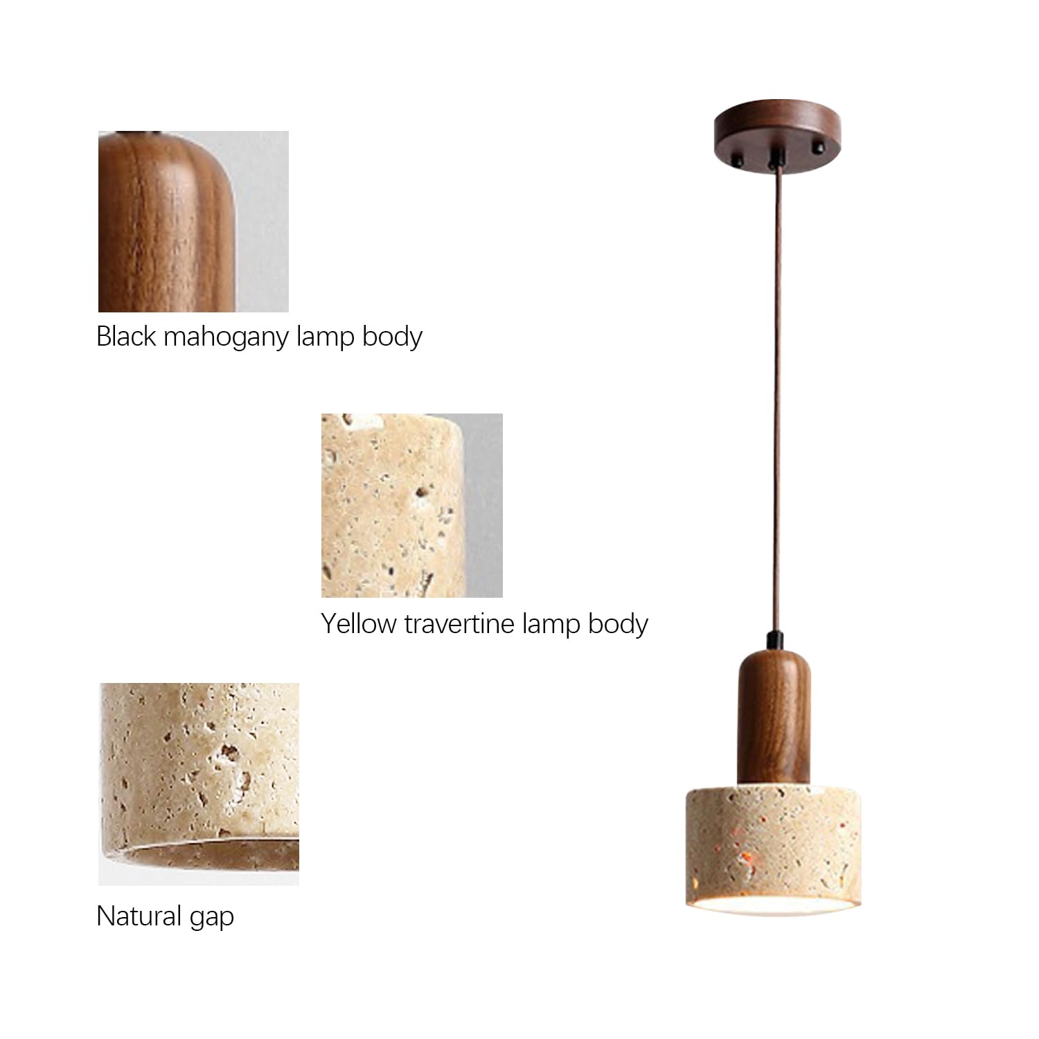 Lámpara Colgante Moderna Lámpara de Techo Colgante de Piedra Natural Lámpara pequeña de Madera Lámpara Colgante nórdica única E27 Iluminación Colgante for Comedor Mesita de Noche Luces de Isla