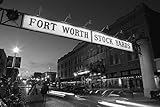 Signboard over a road at dusk Fort Worth Stockyards Fort Worth Texas USA Poster Print by Panoramic Images (24 x 18)