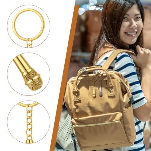 Image of Sureio Mini Microphone Music Keychain Retro Sound Pendant Keyring Charm Microphone Music Key Chain for Singer Gift