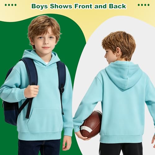 Image of Kids Athletic Pullover Hoodie Sweatshirt with Pocket Tops,2-12Years | Boys and Girls Fleece Hooded Christmas Halloween Teen Girls Athletic Hoodie Solid Color Lightweight Classic Kids Clothes