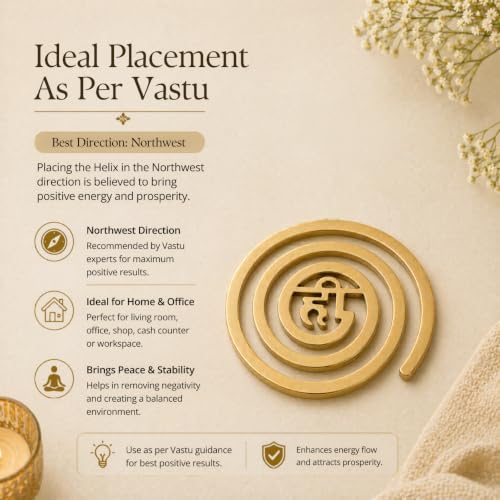 Image of Vastu Brass Hii Helix | Size - 4 Inch Approx |Weight of 1 Unit- 160gm Approx |Helix Earth (North-West) | Main Door Entrance & Toilet Dosh Correction | Vastu Dosh Nivaran Remedies |Pack of 3
