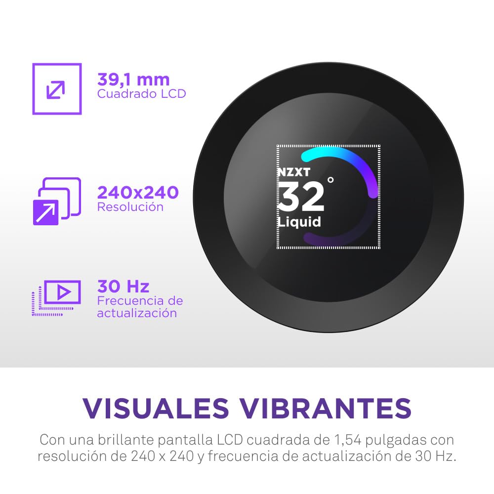 NZXT Kraken Plus 280 – Refrigeración líquida AIO para CPU – Radiador de 280 mm – 2 Ventiladores F140P – Pantalla LCD Cuadrada de 1,54" – AMD® AM5, AM4 – Intel® LGA 1851/1700, 1200/115X – Negro — view 4