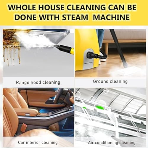 3000W High-Pressure Commercial Steam Cleaner - Portable 3.5L Steam Engine for Kitchen Grease, Carpets, Home & Car Washing, AC Cleaning with Accessories (Yellow)
