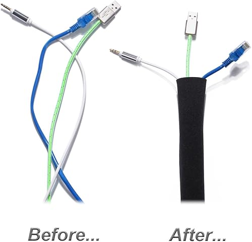 Miniatura 4 de JOTO - Funda de organización de cables, sistema de gestión de cables para TVcomputadoraentretenimiento en el hogar, organizador de funda flexible de