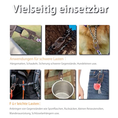 Ahiller Karabiner Schlüsselanhänger Karabinerhaken Clip, Doppelschloss entworfen - Wolfram Stahl Spike - 8cm Legierung Autos Schlüsselbund [Rotguss-1P]