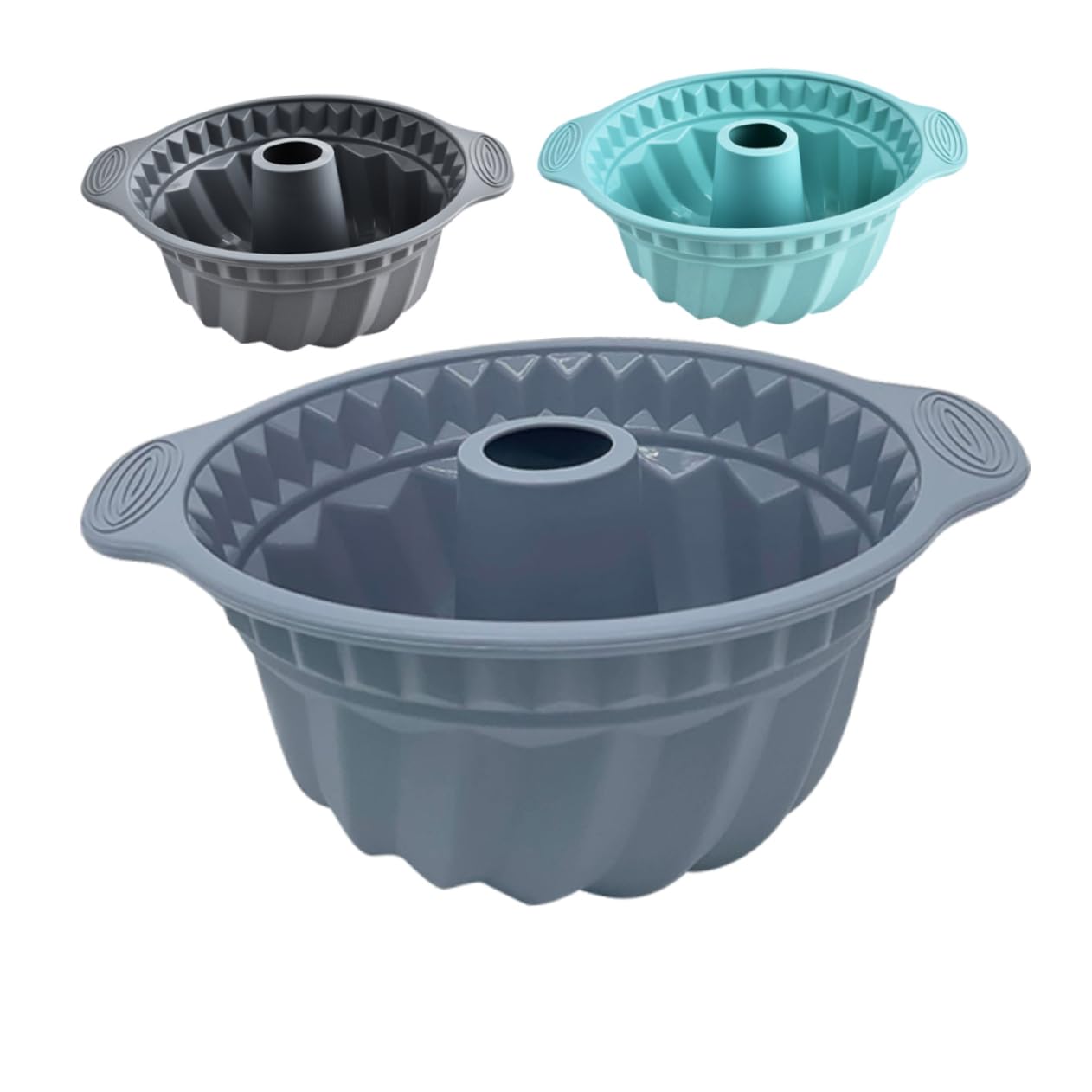 UKCOCO 3piezas Molde De Silicona para Tartas Redondas Molde Antiadherente para Repostería Casera De Silicona Acanalados para Hornear para De Tubo y Capacillos