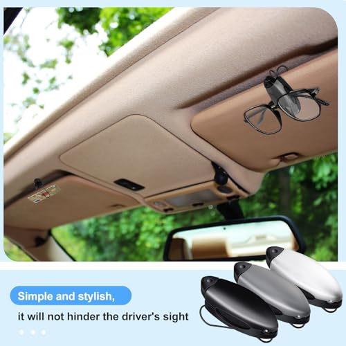 Image of Frienda 5 Pcs Sunglasses Holder for Car Sun Visor Clip, Sunglass Holder for Visor Eyeglasses Mount Ticket Card Clip Car Accessories for Women Men (Black,Gray,Silver)