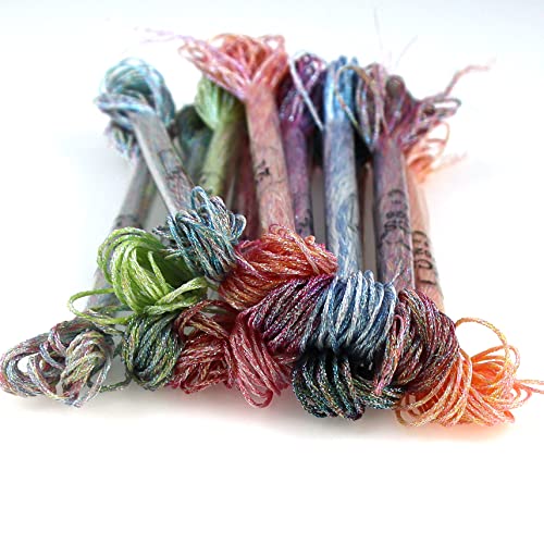 Image of KCS 6-Strand Cross Stitch Metallic Variegated Pearl Shiny Embroidery Floss (12 Skeins # 1)