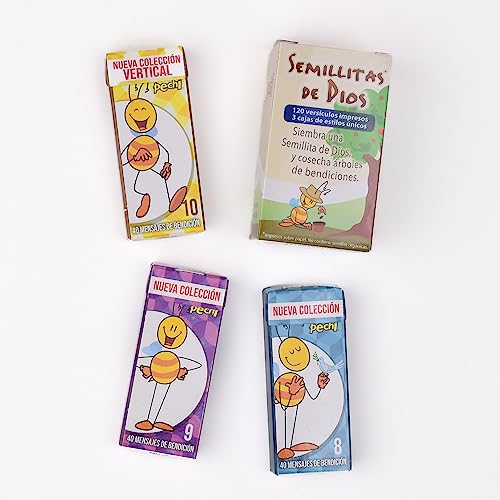 Image of Pechi Semillitas de Dios - (Spanish Mini Bible Verses) 3 Pack of 40 messages each with Bible verses for everyday. (Coleccion 2-3 cajitas)