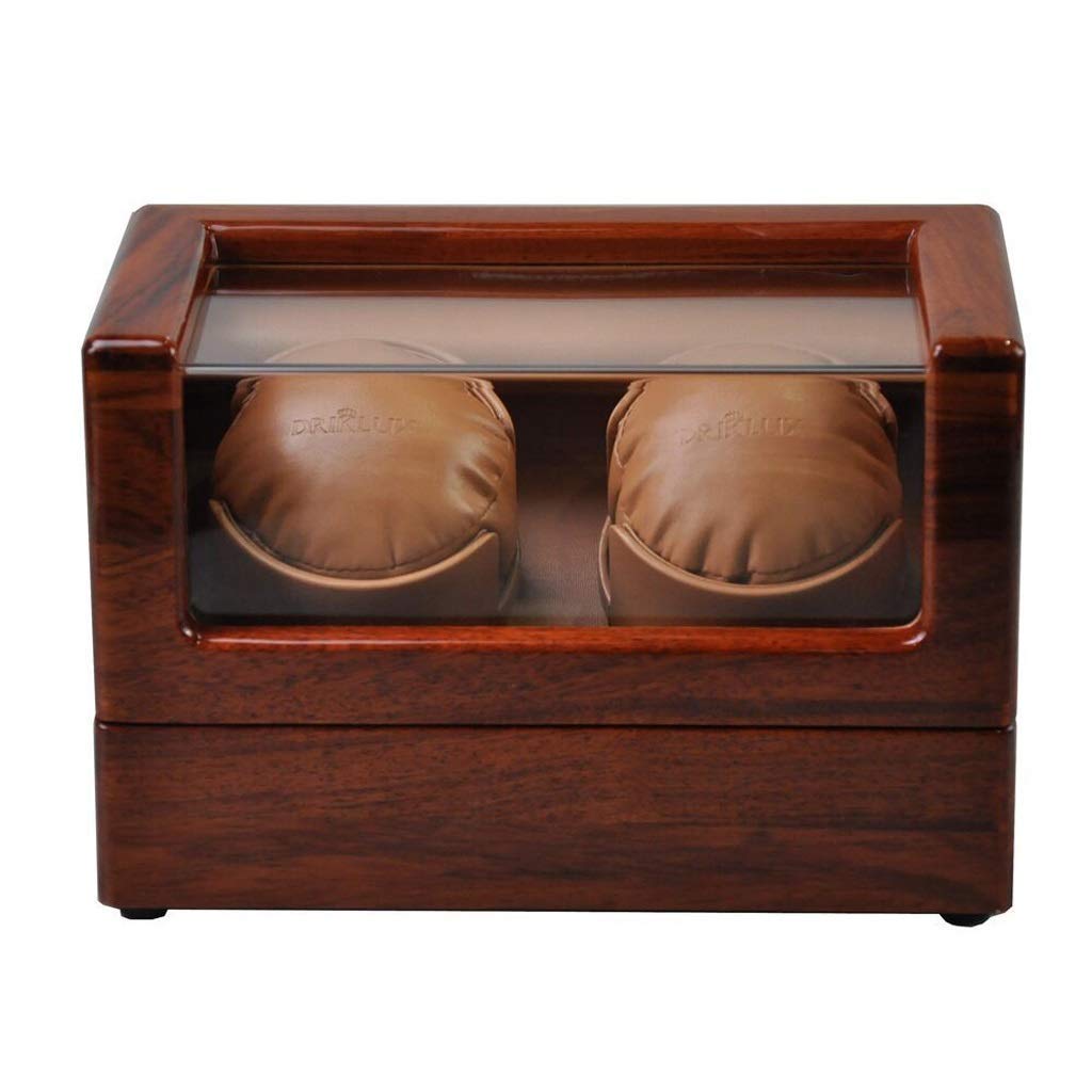 QUSYZD Double Automatic Watch Winder Box 5 Modes Wood Shell with Quiet Motors,Brown