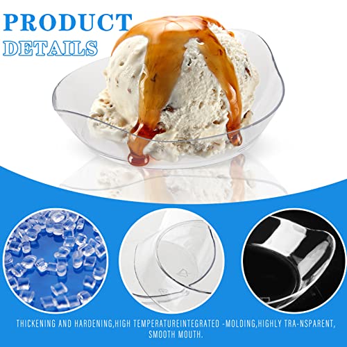 Fmoacen 100 Pcs Dessert Plates, Mini Clear Disposable Dessert Bowls, Oval Plastic Ice Cream Cups Appetizer Tray thumb #2