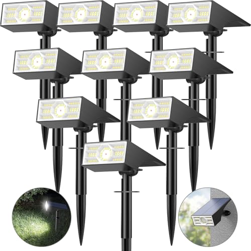Katipeal Solar Spot Lights Outdoor,10 Pack/56 LED Outdoor Lights for Yard Waterproof IP68, 4 Lighting Modes Solar Landscape Spotlights, Auto On/Off Solar Powered Flood Lights Garden Pathway,Cool White